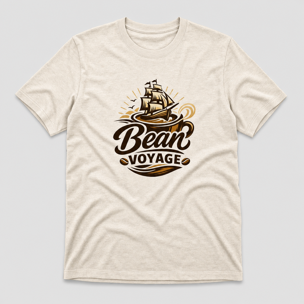 Bean Voyage Classic Logo Tee - cream tee with full color ship logo